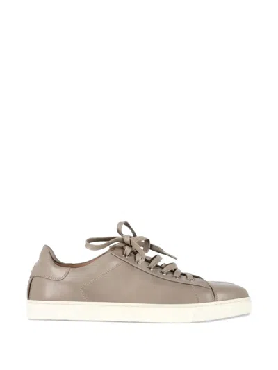 Pre-owned Gianvito Rossi Lace-up Low-top Trainers In Neutral