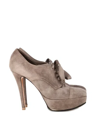 Pre-owned Gianvito Rossi Lace-up Platform Ankle Boots In Neutral