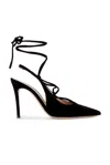 Gianvito Rossi 95 Suede Lace-up Slingback Pumps In Black