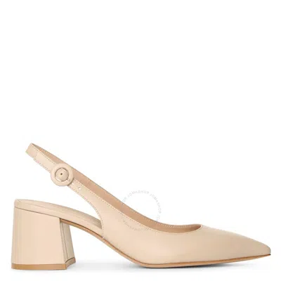 Gianvito Rossi Ladies Agathe Slingback Leather Pumps In Beige