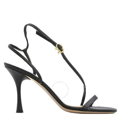 Gianvito Rossi Ladies Black Nappa Ribbon Strappy Sandals