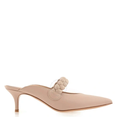 Gianvito Rossi Ladies Braided-strap Nappa Leather Mules In Mousse