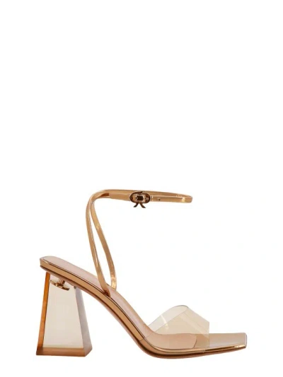 Gianvito Rossi Laminated Leather Sandals In Neutrals
