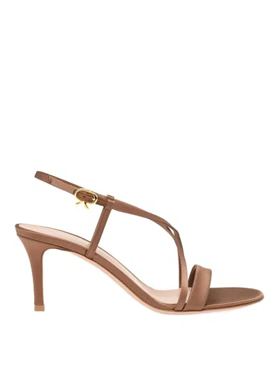 Gianvito Rossi Larisse Strappy Leather Sandals With Gold-tone Detail In Brown