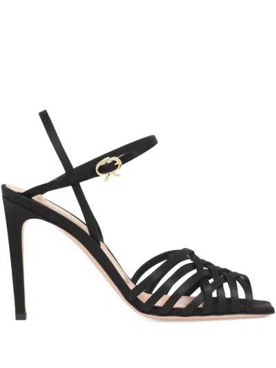 Gianvito Rossi Lattice-strap Heeled Sandals In Black