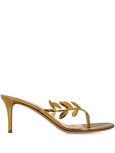 Gianvito Rossi Leaf-motif Heeled Mule In Animal Print