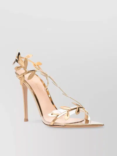 Gianvito Rossi Leaf Motif Stiletto Sandals In Gold