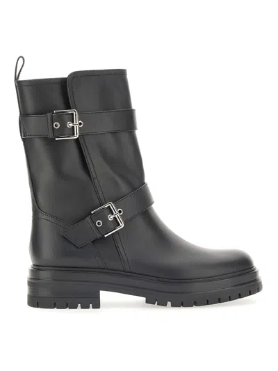 Gianvito Rossi Black Leather Biker Boots