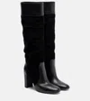 Gianvito Rossi Leather And Corduroy Knee-high Boots In Black