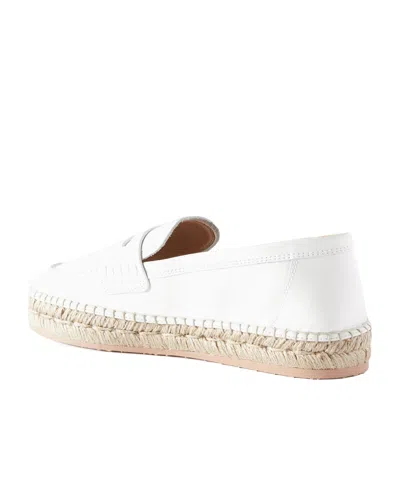 Gianvito Rossi Leather And Linen Soled Loafers In White