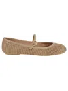 Gianvito Rossi Carla Leather-trimmed Raffia Mary Jane Ballet Flats In Neutrals