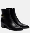 Gianvito Rossi Solid Color Leather Ankle Boots In Black