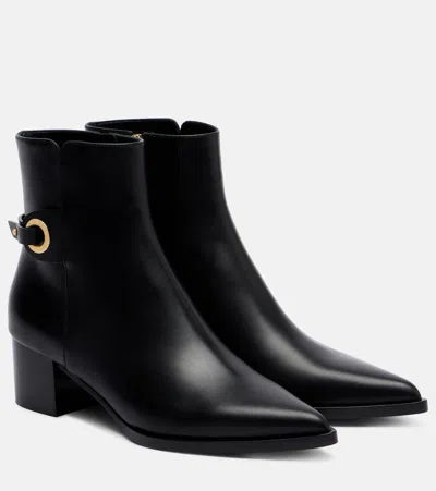Gianvito Rossi Leather Ankle Boots In Black