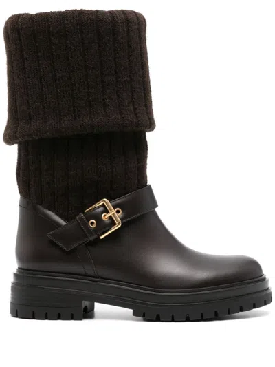 GIANVITO ROSSI LEATHER BIKER BOOTS