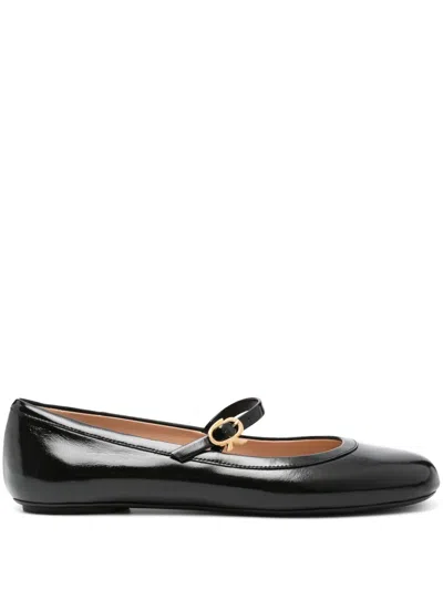 Gianvito Rossi Mary Ribbon Patent Leather Ballet Flats In Black