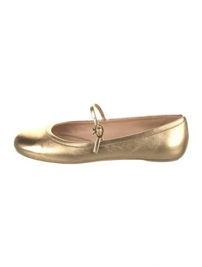 Pre-owned Gianvito Rossi Leather Ballet Flats In Gold/metallic