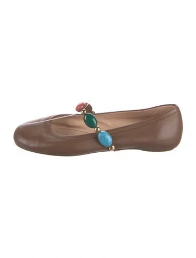 Pre-owned Gianvito Rossi Leather Ballet Flats In Neutrals