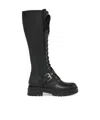 Gianvito Rossi Lace-up Leather Knee-high Boots In Black