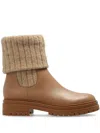 Gianvito Rossi Tenney Leather And Ribbed-knit Chelsea Boots In Nude