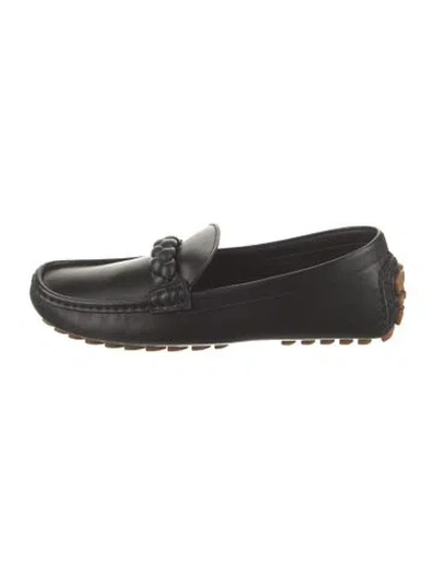 Pre-owned Gianvito Rossi Leather Braided Accents Drivers In Black
