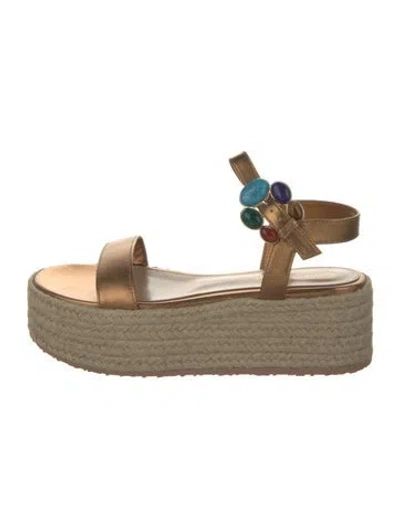 Pre-owned Gianvito Rossi Leather Braided Accents Espadrilles In Brown