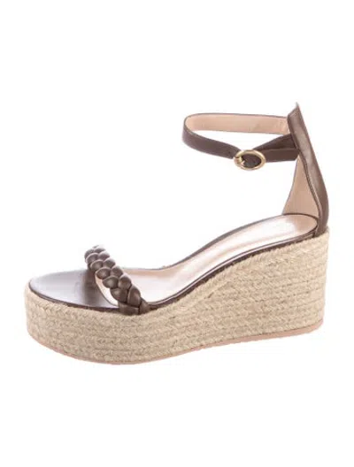 Pre-owned Gianvito Rossi Leather Braided Accents Espadrilles In Brown/neutrals