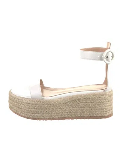 Pre-owned Gianvito Rossi Leather Braided Accents Espadrilles In White