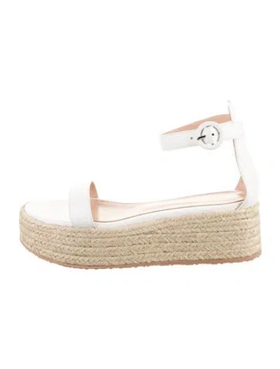 Pre-owned Gianvito Rossi Leather Braided Accents Espadrilles In White