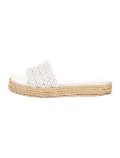 Pre-owned Gianvito Rossi Leather Braided Accents Espadrilles In White
