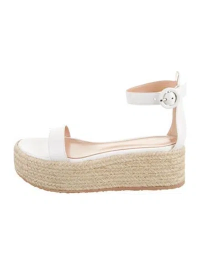 Pre-owned Gianvito Rossi Leather Braided Accents Espadrilles In White