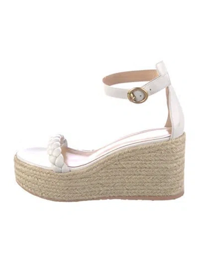 Pre-owned Gianvito Rossi Leather Braided Accents Espadrilles In White