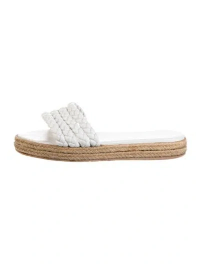 Pre-owned Gianvito Rossi Leather Braided Accents Espadrilles In White