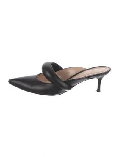 Pre-owned Gianvito Rossi Leather Braided Accents Mules In Black
