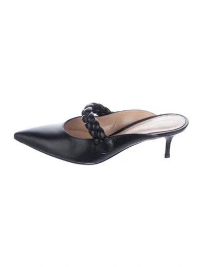 Pre-owned Gianvito Rossi Leather Braided Accents Mules In Blue