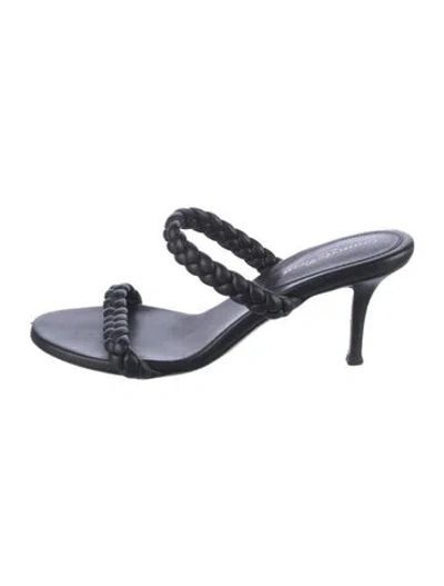Pre-owned Gianvito Rossi Leather Braided Accents Slides In Black