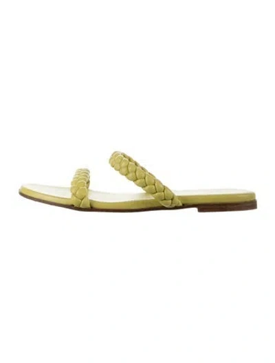 Pre-owned Gianvito Rossi Leather Braided Accents Slides In Green
