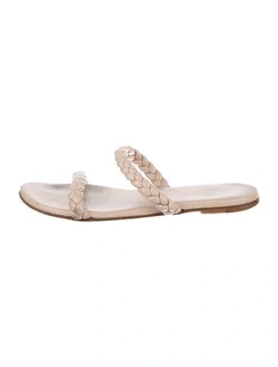 Pre-owned Gianvito Rossi Leather Braided Accents Slides In Neutral