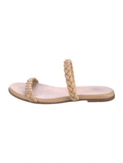Pre-owned Gianvito Rossi Leather Braided Accents Slides In Neutral