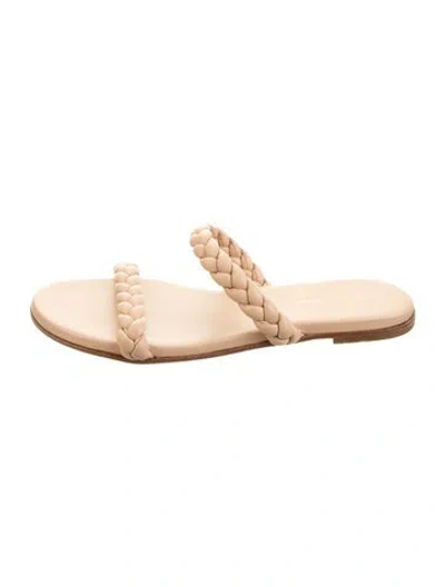 Pre-owned Gianvito Rossi Leather Braided Accents Slides In Neutrals