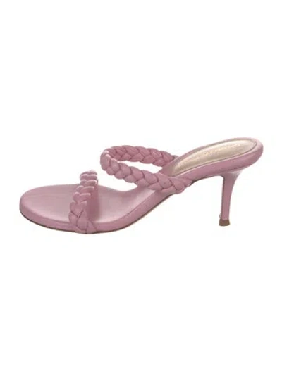 Pre-owned Gianvito Rossi Leather Braided Accents Slides In Pink