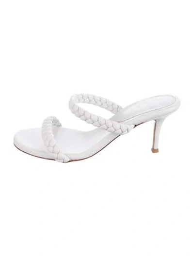 Pre-owned Gianvito Rossi Leather Braided Accents Slides In White
