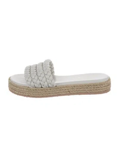 Pre-owned Gianvito Rossi Leather Braided Accents Slides In White