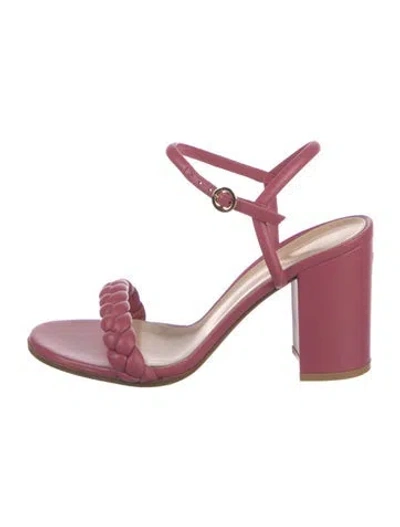 Pre-owned Gianvito Rossi Leather Braided Accents Slingback Sandals In Pink