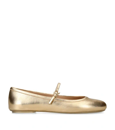 Gianvito Rossi Leather Carla Ballet Flats In Gold