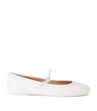 Gianvito Rossi Carla Leather Ballet Flats In White
