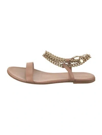 Pre-owned Gianvito Rossi Leather Chain-link Accents Gladiator Sandals In Neutrals