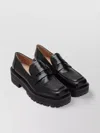 Gianvito Rossi Leather Chunky Sole Loafer Round Toe Glossy Finish In Animal Print