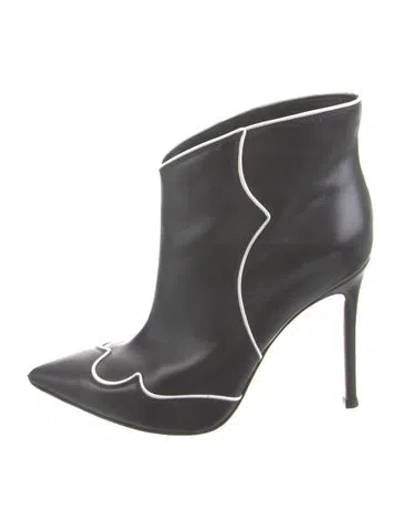Pre-owned Gianvito Rossi Leather Colorblock Pattern Boots In Black