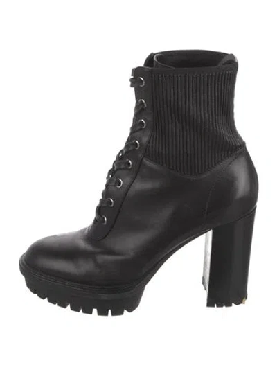 Pre-owned Gianvito Rossi Leather Combat Boots In Black