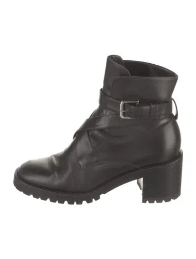 Pre-owned Gianvito Rossi Leather Combat Boots In Black